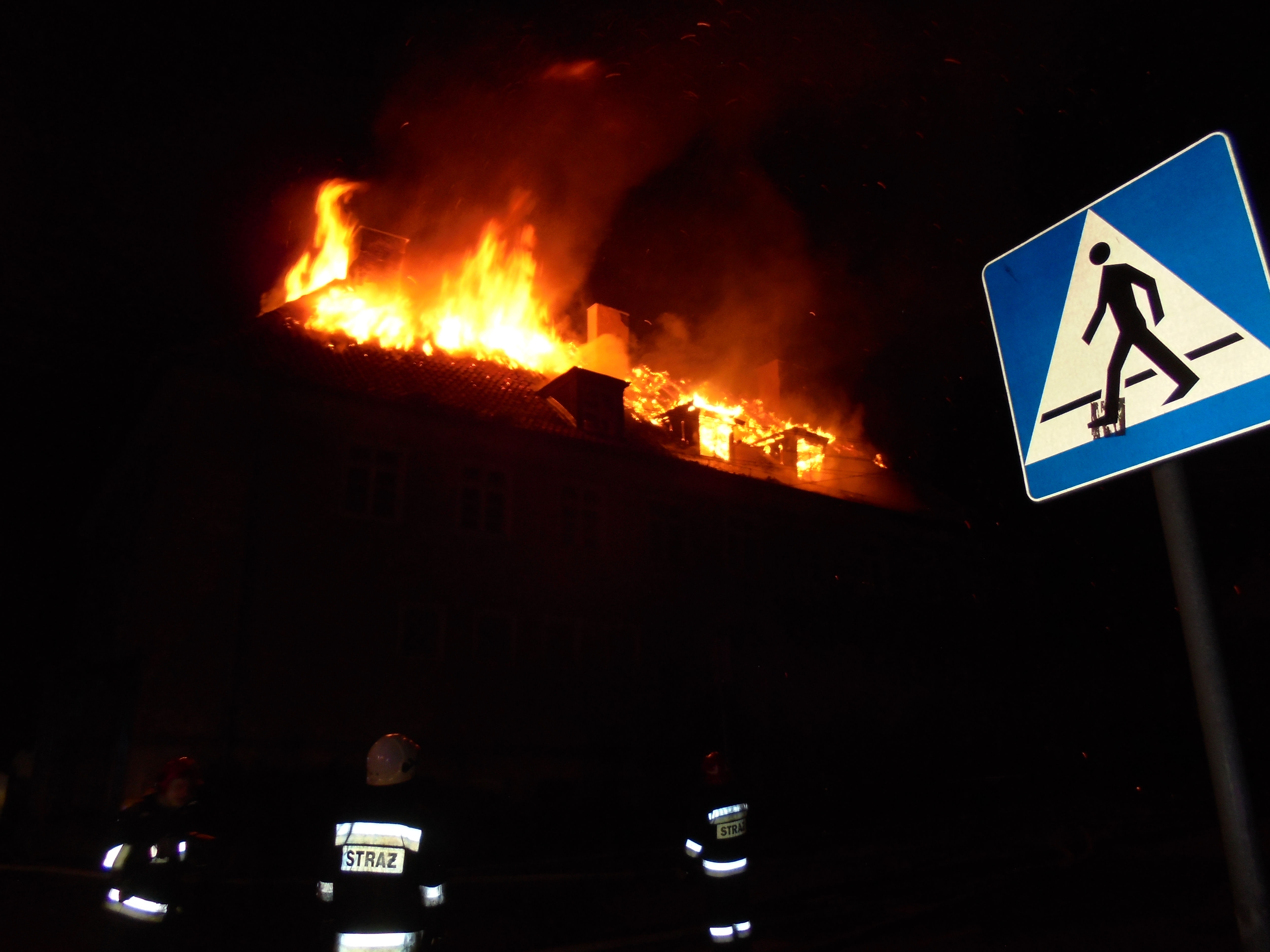 Pożar budynku po kinie w Pasymiu